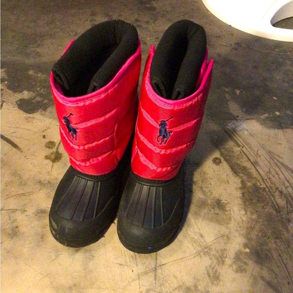 Pink And Black kids Polo Ralph Lauren snow boots
